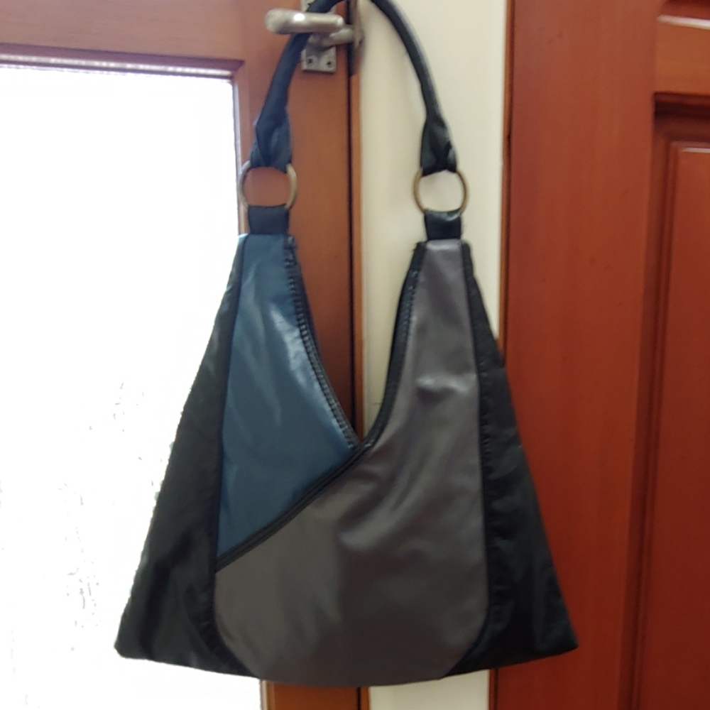 Fabulous Blue, Black, Grey Leather Purse
